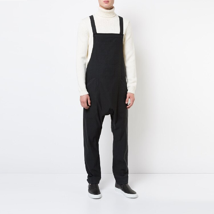 Forår sommer stil overalls herre afslappede smækbukser løse haremsbukser lavt skridt bukser frisør bukser