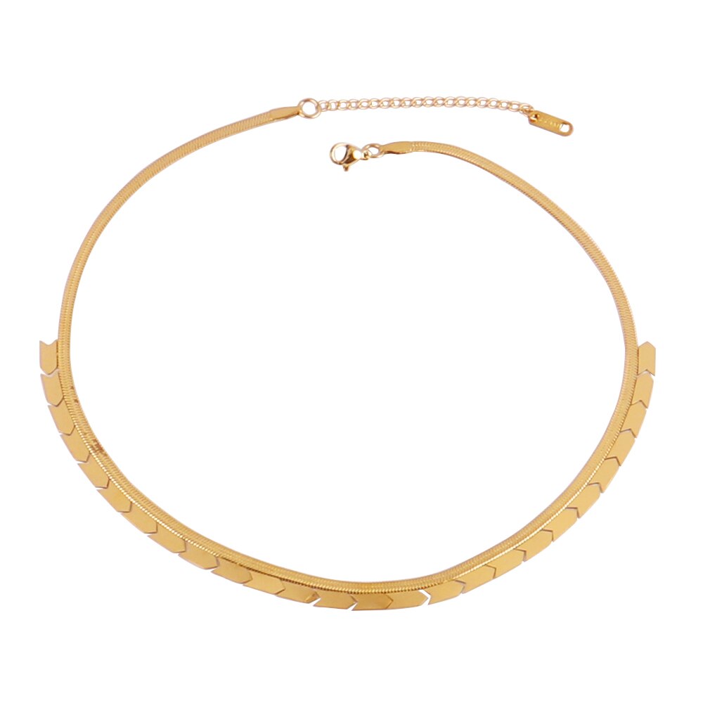 Trendy Stainless Steel Necklace For Women Gold Silver Color Round Geometric Pendant Necklace Choker Snake Chain Necklace Jewelry: B0145