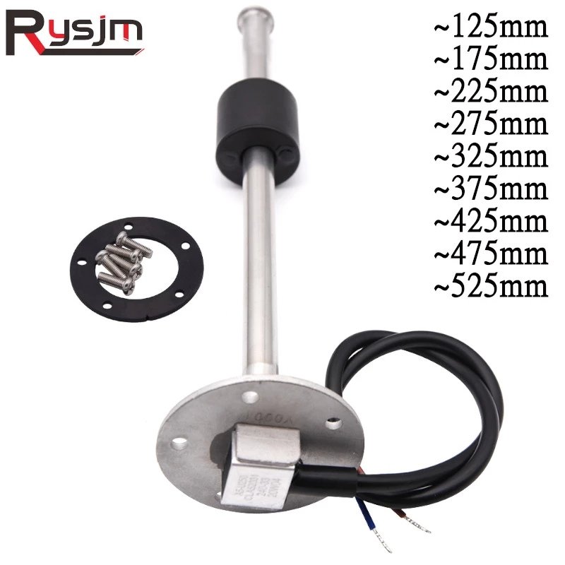 Sensor de nivel de combustible, unidad receptora de combustible, medidores de nivel de agua de 0-125-33ohm, 175/225/275/325/375/425mm,