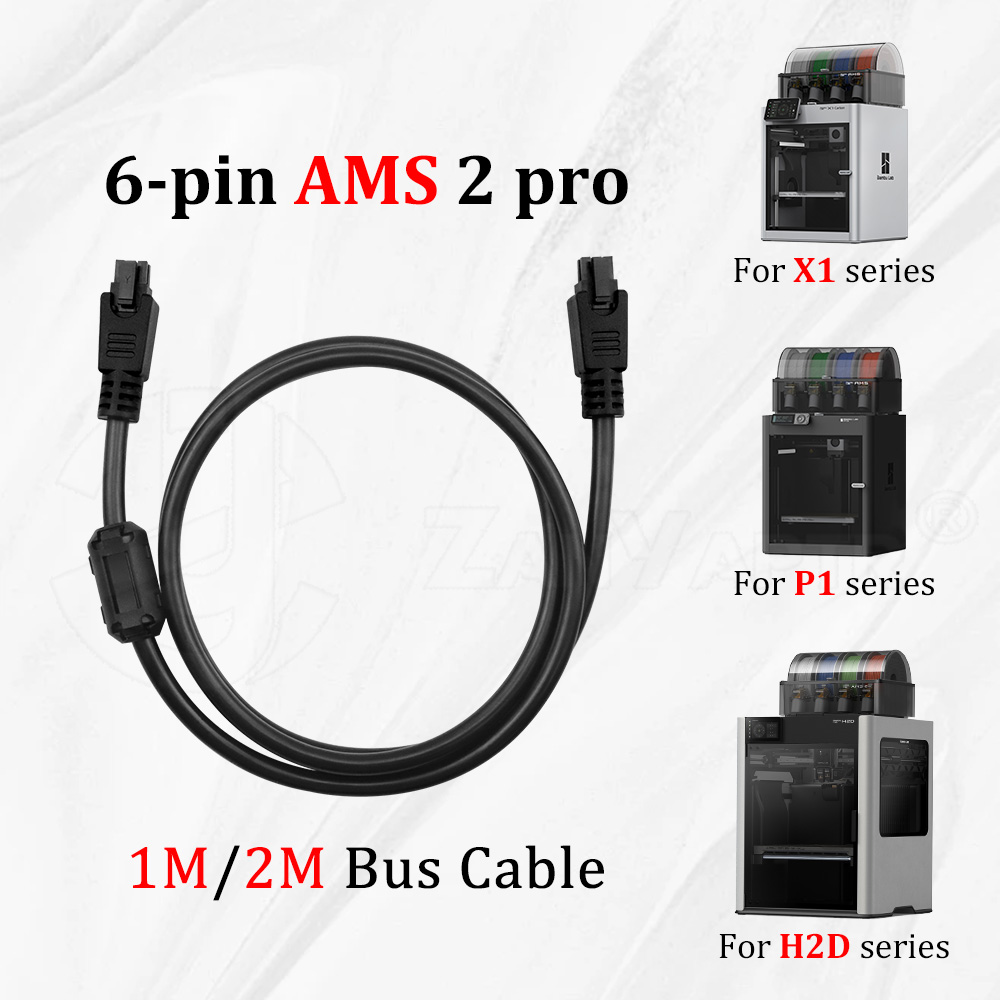 Ams/ams 2 pro för bambu lab  x1/p1/h2d- serien 6- -polig busskabel 1m/2m förlängningskabel för 3d skrivare
