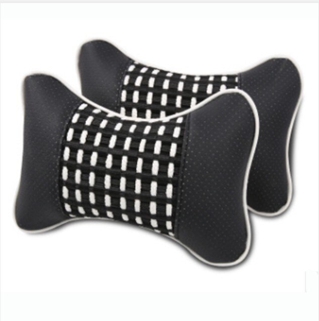 1pc pu skinn pustende bil bil nakkestøtte nakkestøtte pute pute putesete nakkestøtte minne skum bilpute: Svart hvit