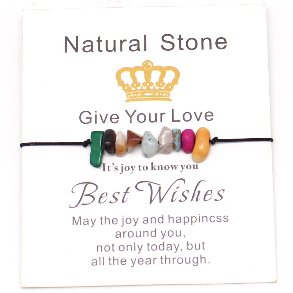 Momiji All Handmade Natural Stone Friendship Bracelet Women Girl Bohemian Rope Chain Irregular Stone Wedding Charm Bracelet: Multi Color