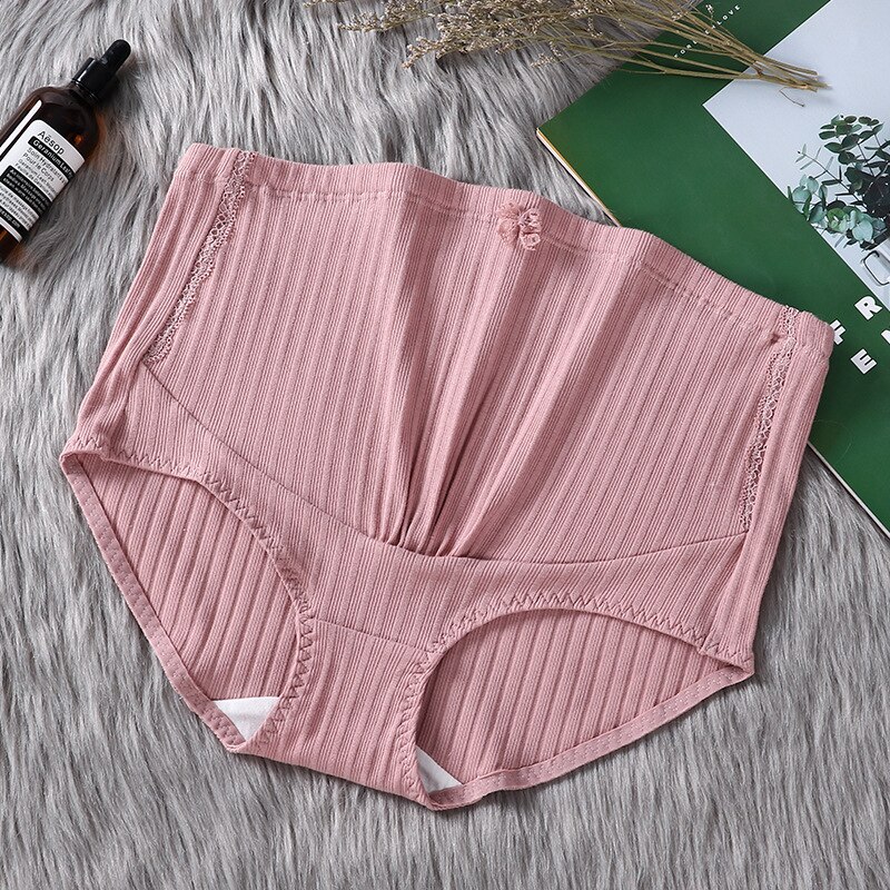 Mutandine di pizzo premaman a vita alta donne incinte pancia mutande slip gravidanza intimo donna abiti traspiranti rosa grigio: Bean / XL