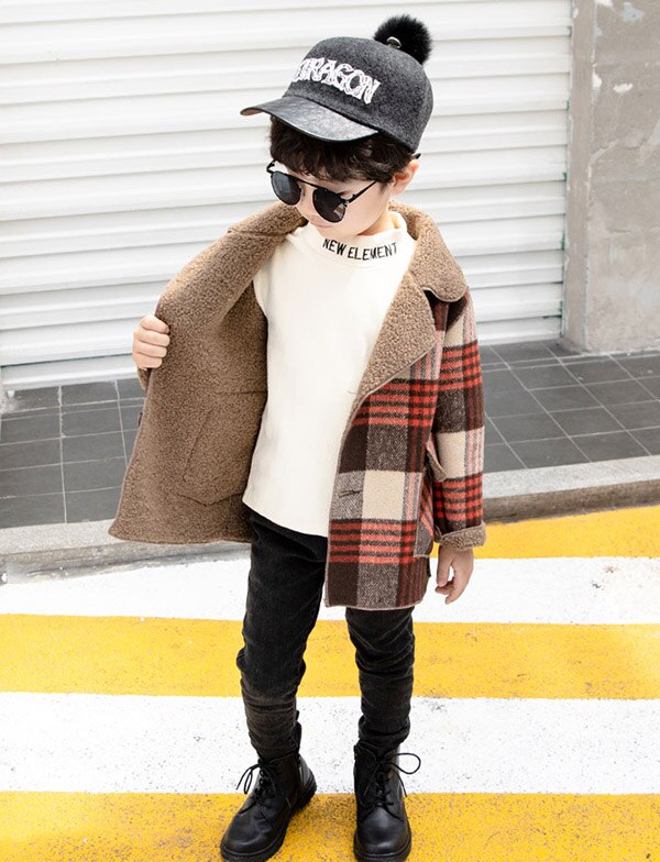 Kinderkleding Jongen Wollen Zware Jas: Rood / 2T