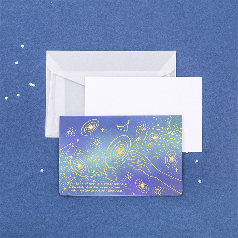 2Sets Doorschijnende Zuur Papier Vergulden Enveloppen Bruiloft Uitnodiging Kaart Cartoon Mermaid Party Postcard Kerstmis Supply Bag: D