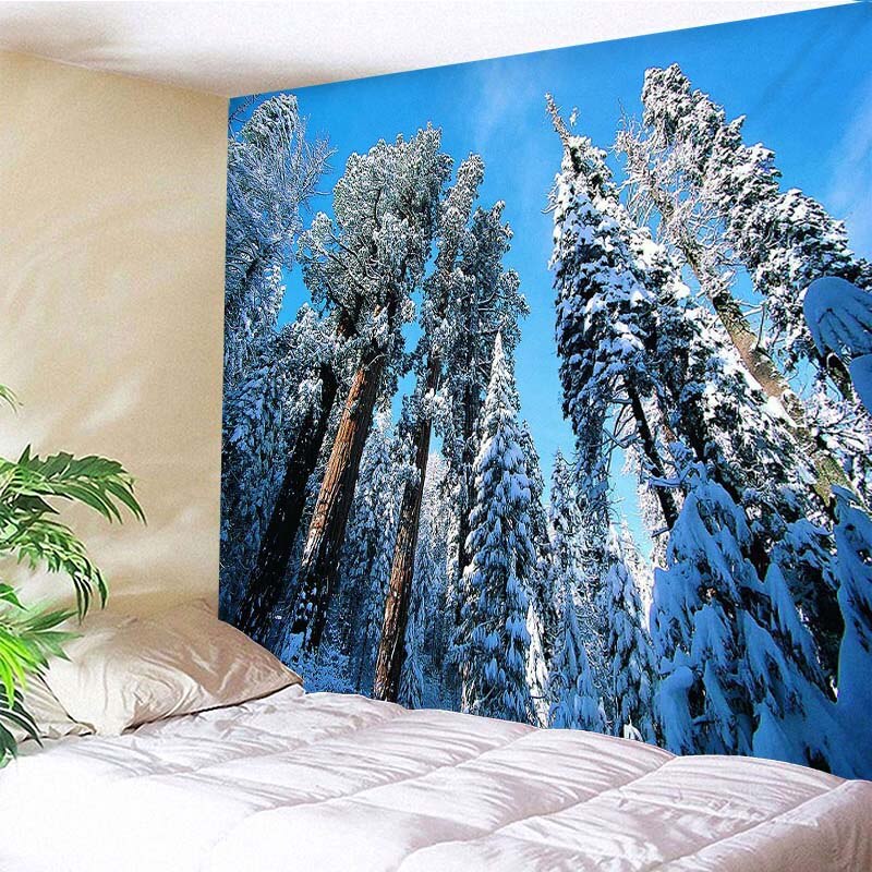 Tapiz colgante de pared decoración Cedar nieve de pino impreso Decoración de casa colgando de la vida de tapiz de pared