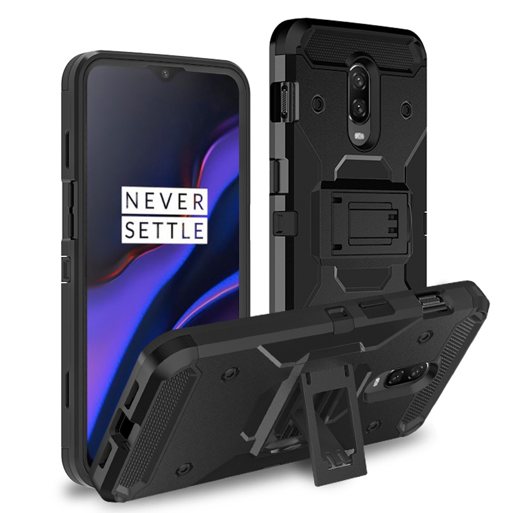 schwer Pflicht hybrid robust fallen Für eins Plus 6 T Anti Schock Auswirkungen Schutzhülle Zurück Ständer Gürtel Clip Halfter Abdeckung für Oneplus 6 T