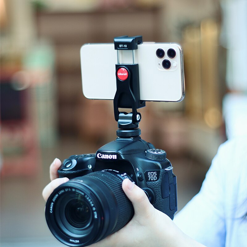 Ulanzi ST-10 Koude Schoen Telefoon Statief Dslr Monitor Mount 360 Rotatie Metal Phone Holder Smartphone Vlog Clip Mount