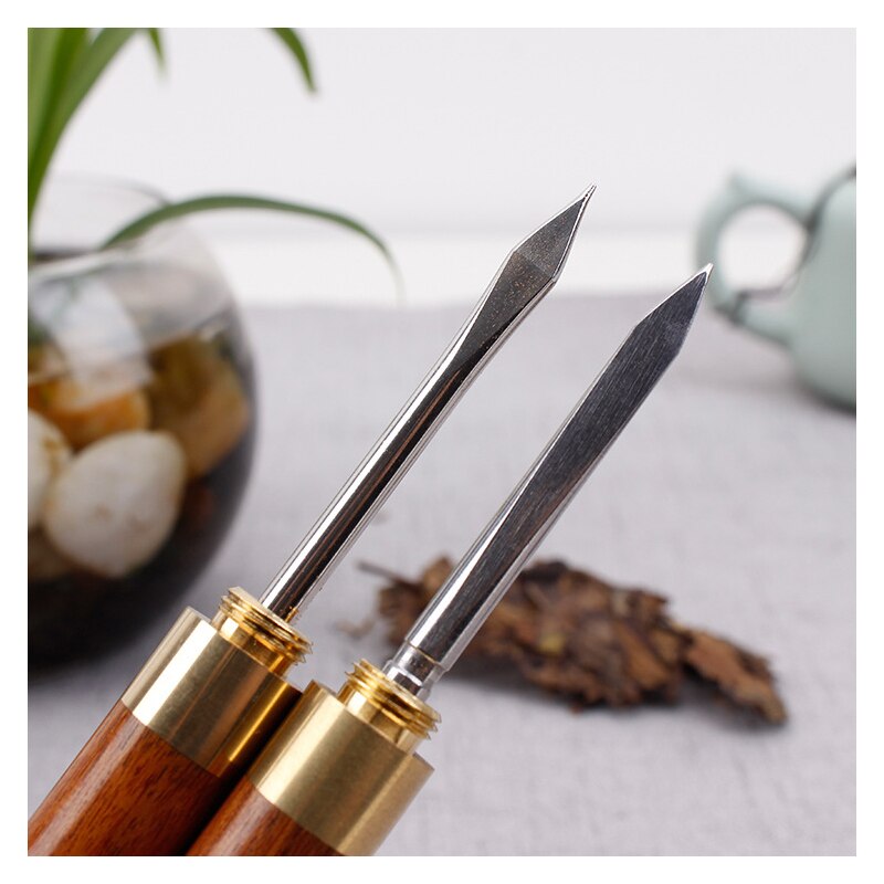 Pu Er couteau à thé bois de santal acier inoxydable | Pu Er dédié aiguille à thé, accessoires spirale