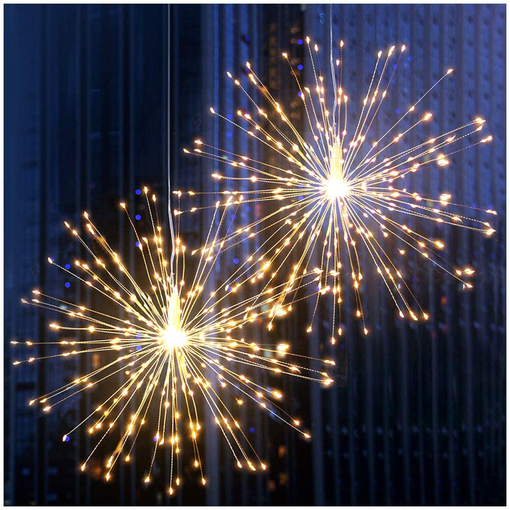 Firework Lights 200 LED Starburst Lights Battery-powered Fairy Lights Hanging Christmas Lights Party Terrace Bedroom Decoration