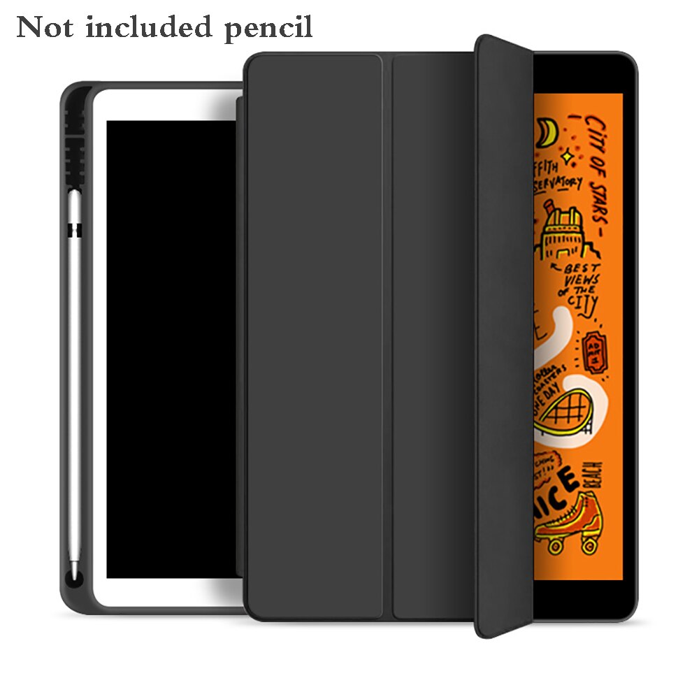 With Pencil Holder Case For iPad 10.2 inch Smart Case PU Leather Protective Shell Auto Sleep / Wake Cover For Model A2197: Black