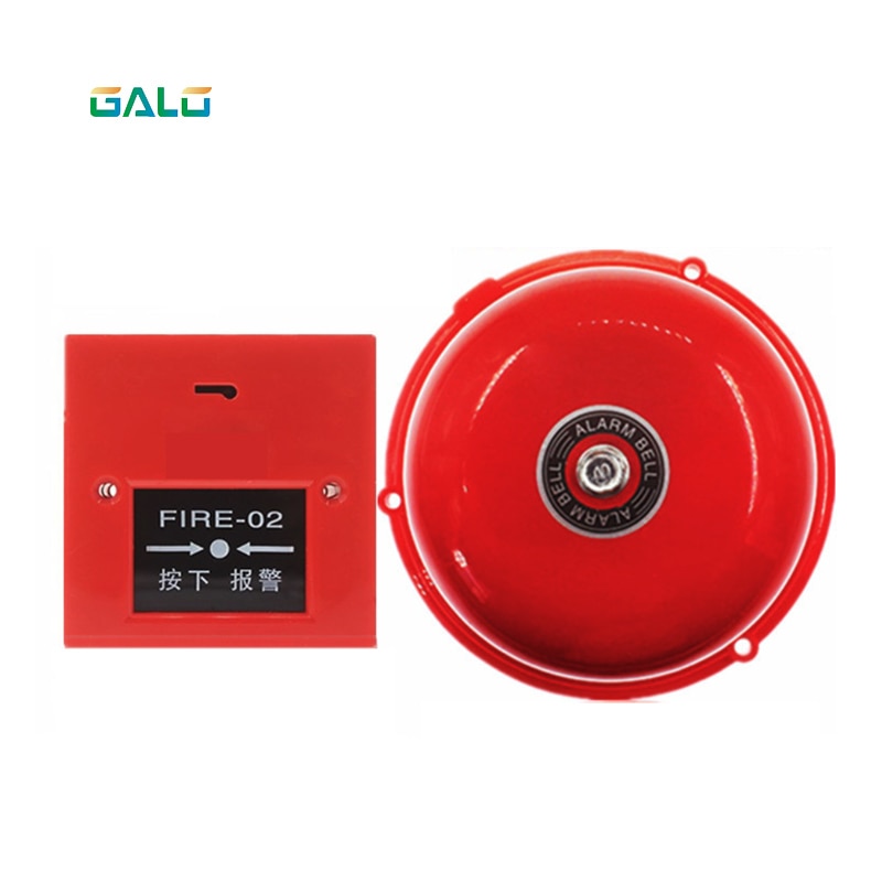 AC 220V 100mm Dia Schools Fire Alarm Round Shape Electric Bell Red Fire Alarm Home Safely Security