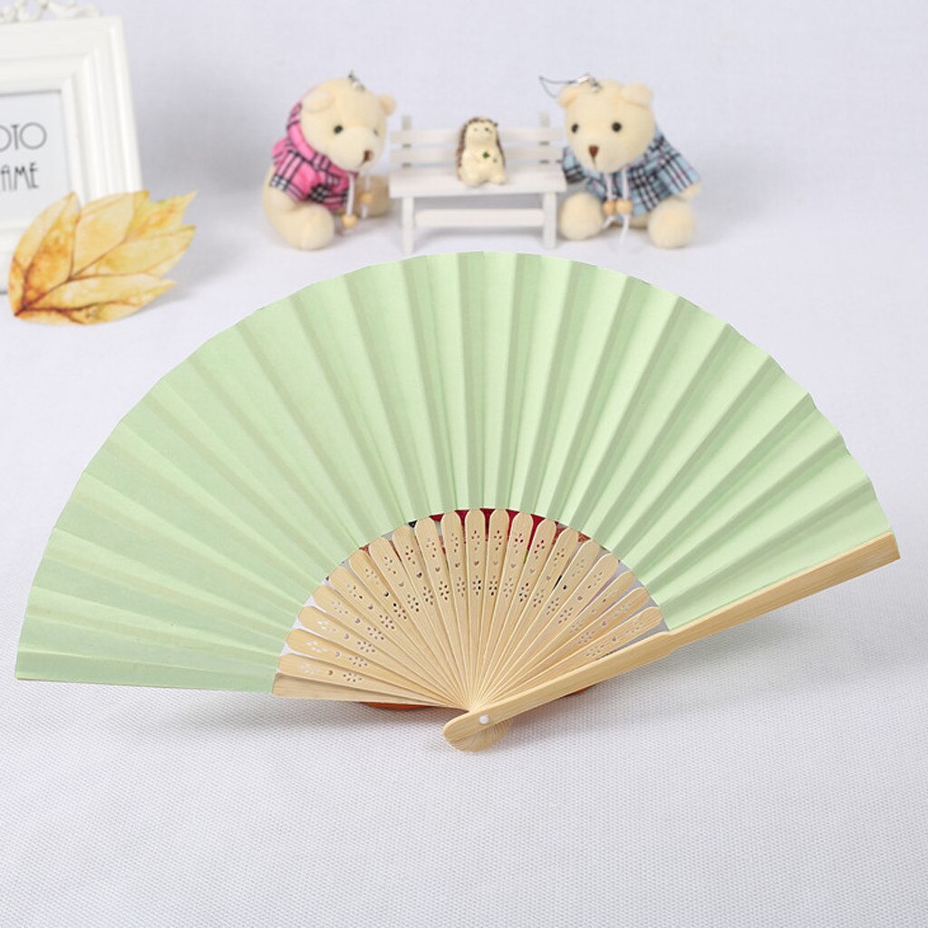 Vouwen Fan Papier Patroon Folding Dance Wedding Party Lace Silk Folding Handheld Effen Kleur Fan # w3