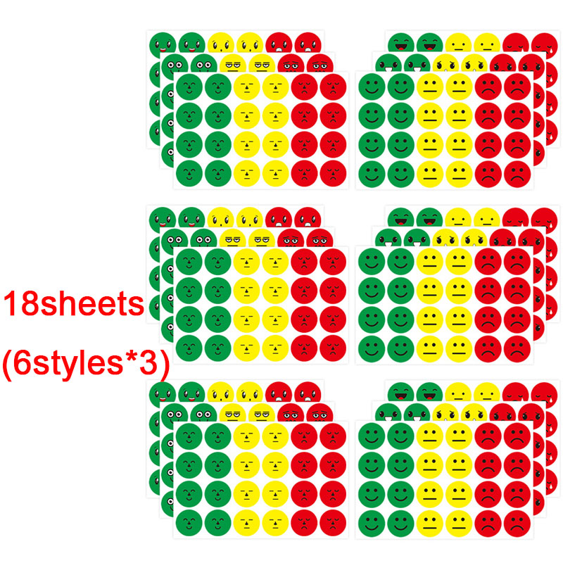 144-1440pcs Happy/Sad Smile Face Behavior Emotion Stickers 18 Styles Face Decals Behavior Chart Reward Stickers for Student Kids: Lavender