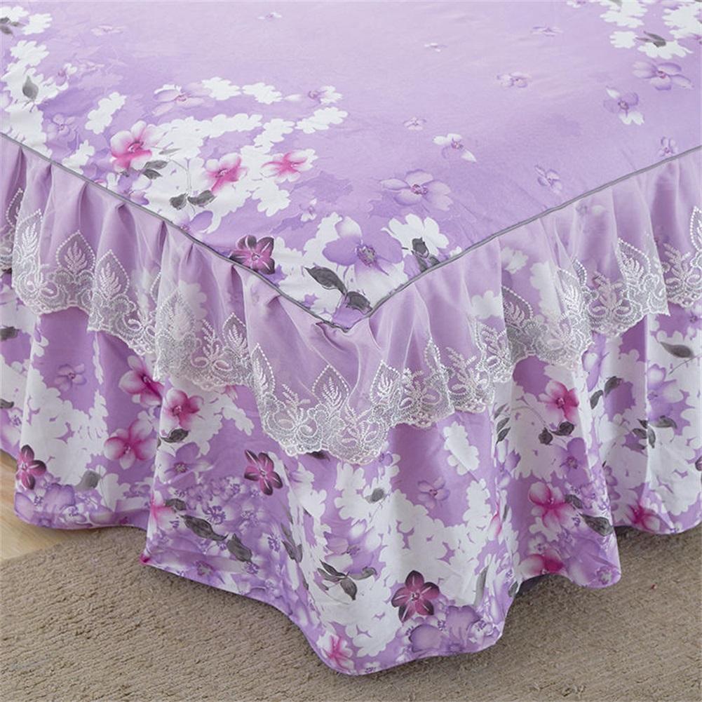 3pcs Floral Fitted Sheet Cover Bed Skirt Solid Bed Cover Sheets Cotton Quilted Lace Bedspread Lace Bed Sheet 150x200cm