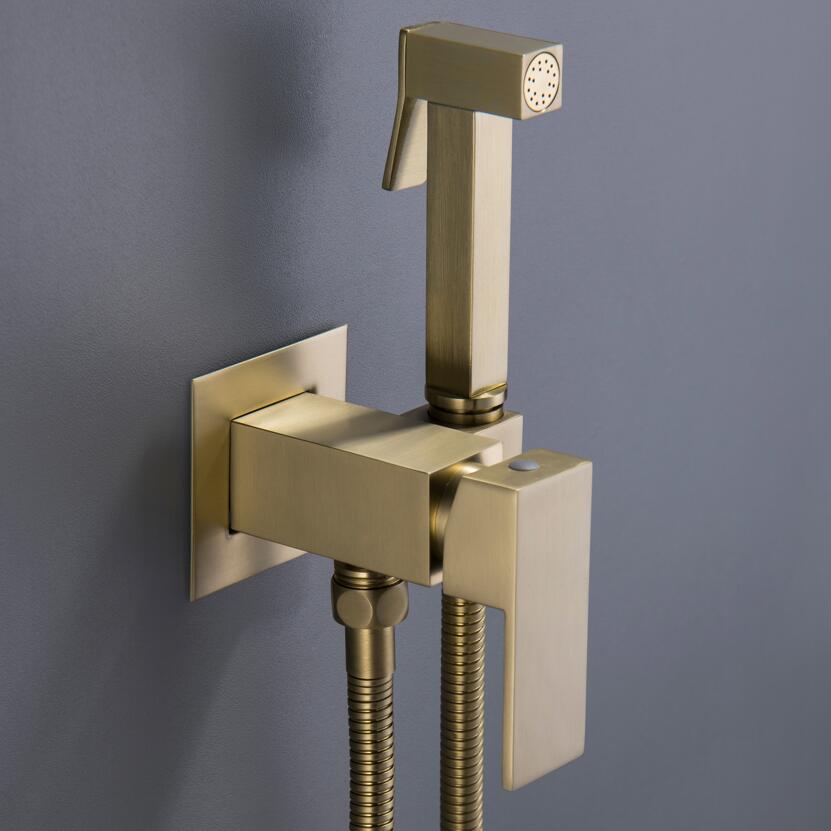 Bidet Armaturen Gebürstet Gold Zauberstab Kaltem Wasser Wc Ecke Ventil Handheld Hygienische Dusche Kopf Waschen Auto Haustier Spritzgerät Airbrush Wasserhähne