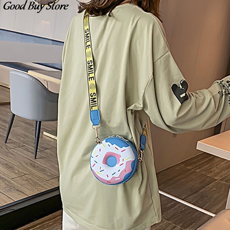 Donut Shape Shoulder Bag Girls Cute Leather Crossbody Bags Round Handbags Purses Women Mini Casual Travel Pouch Bolsa Handbag