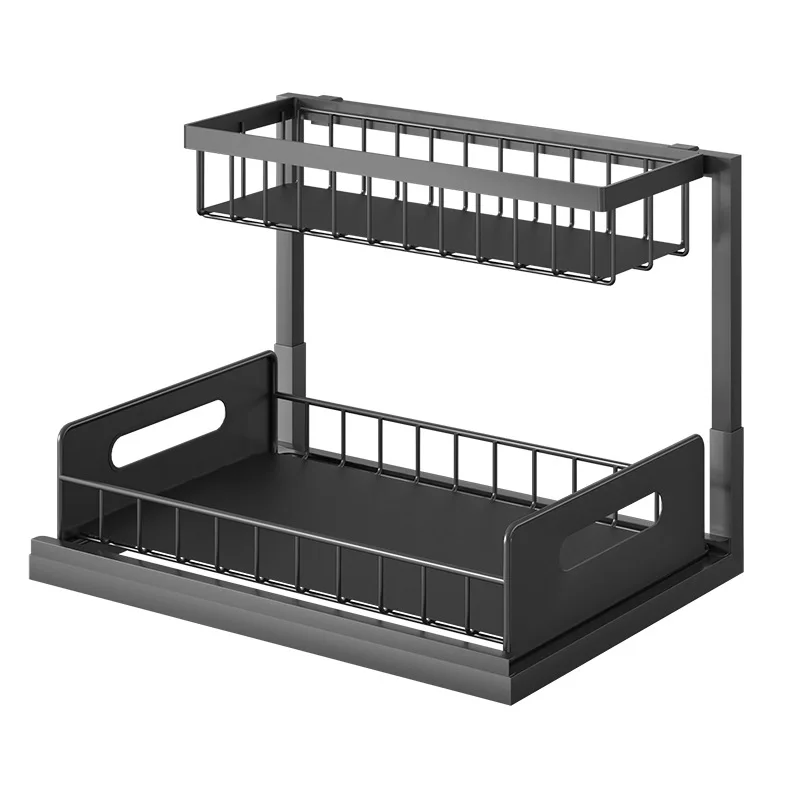 Unter Waschbecken Organizer & Lager, mit Schiebe schublade 2 Ebene Mehrzweck Schlecht Regal Organizer für Küche Schlecht Lagerung: Schwarz