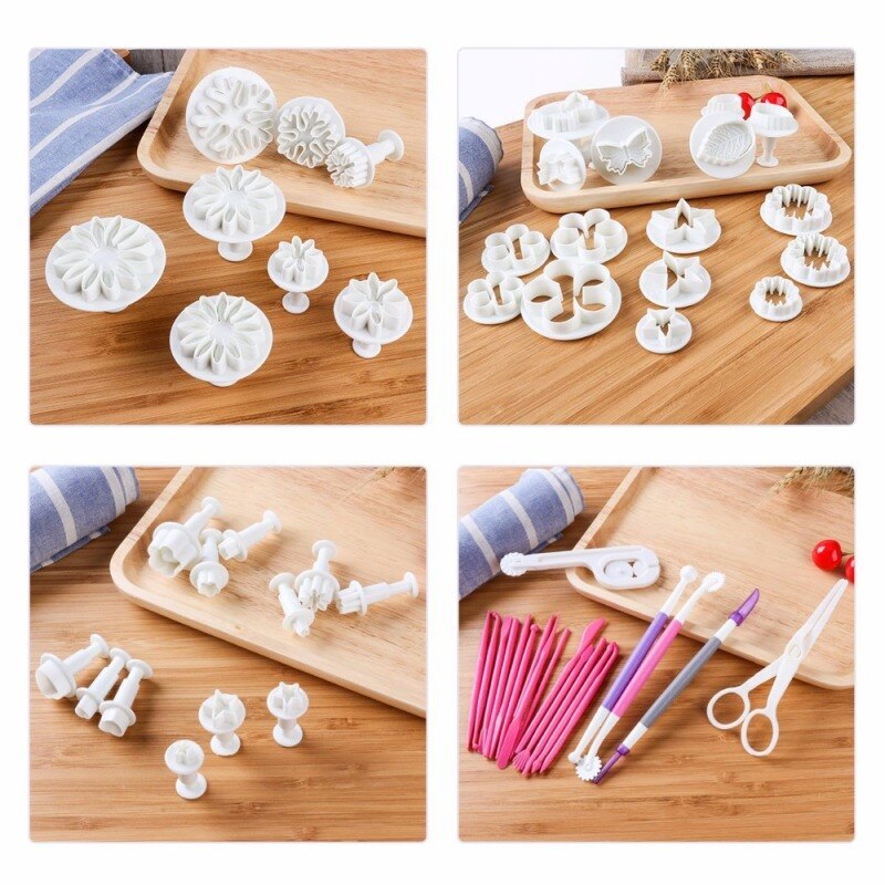 96 stuks/set zuiger fondant uitstekers taartgereedschappen koek cakevorm mal knutselen doe-het-zelf 3d suikercraft taartdecoratie gereedschappen