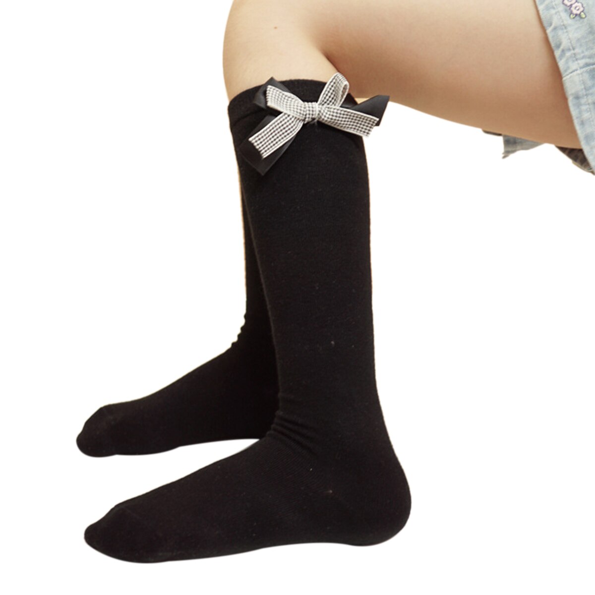 Kinderen Kid Meisjes Effen Kniekousen Peuter Meisje Boog Knoop Herfst Winter Leuke Katoen Antislip Sokken Been warmer 3-10Y