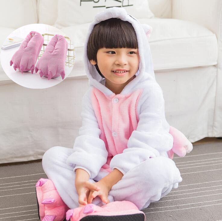 Kid Pink Unicorn Kigurumi Onesies For Girls Boys Child Anime Cosplay Jumpsuit Funny Fantasia Winter Animal Cartoon Onepiece: With Shoe / 8T