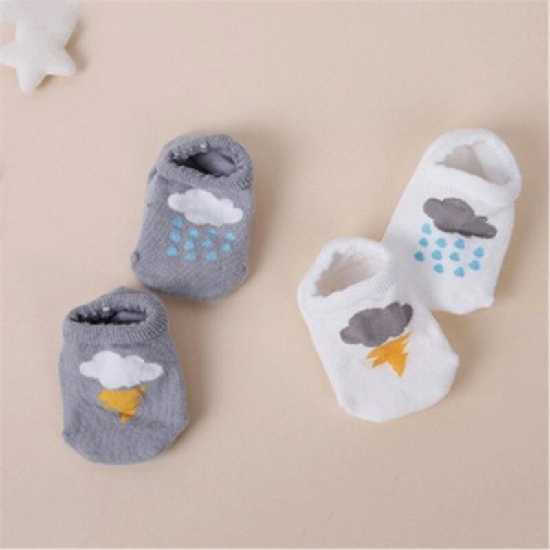 Calcetines antideslizantes cómodos para bebé, calcetines náuticos infantiles, calcetines pequeños de nube con rayos, calcetines de de Navidad para niños