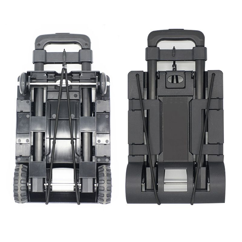 Carrito de equipaje plegable de aluminio ligero, carrito de mano plegable portátil, para viaje, mudanzas y uso en la oficina, color negro