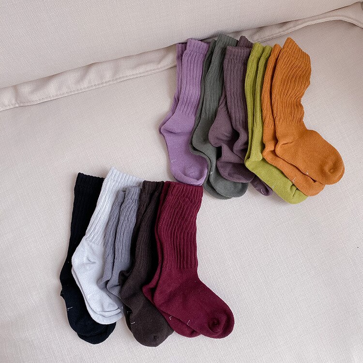 Chaussettes couleur bonbon pour garçons et filles, chaussettes assorties avec tout, pour les enfants de 1 à 8 ans, automne et hiver, chaussettes décontractées
