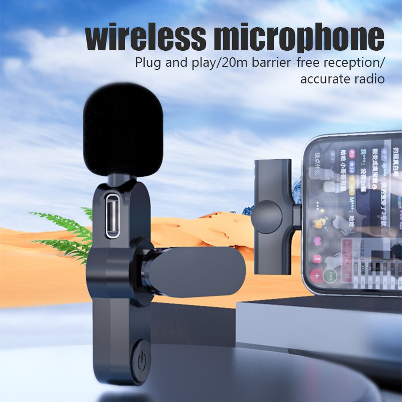 Draadloze Lavalier Microfoon Draagbare Audio Video-opname Mic Voor Iphone Android Live Game Broadcast Telefoon Microfonoe Mini