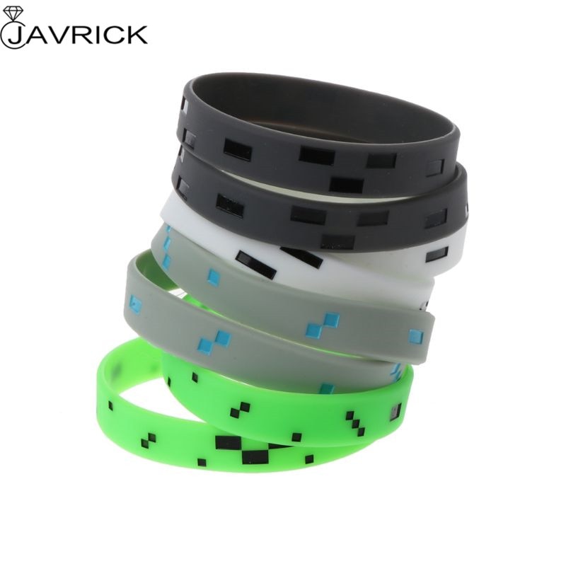 8 unids/set mixto pixelada minero elaboración estilo pulseras de personaje pulsera de silicona