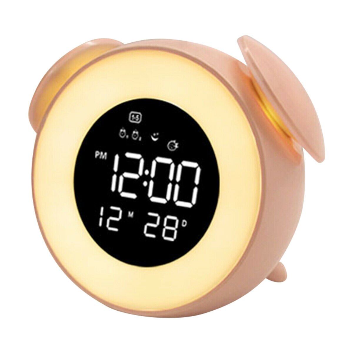 Kids Bedside LED Digital Snooze Alarm Clock Night Light USB Port Cute Cartoon Children Baby Room Led Christmas Decor: Pink