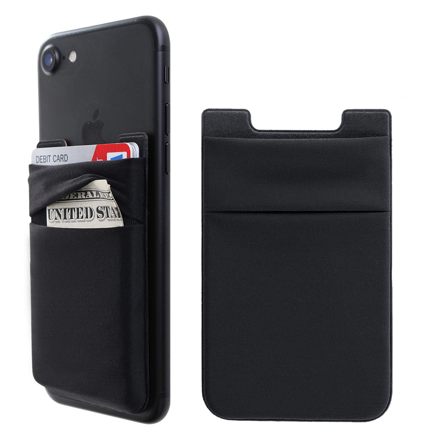 3M Adhesive Sticker Phone Pocket Cell Phone Stick On Card Wallet Stretchy Lycra Credit Cards ID Card Holder Pouch Sleeve #50: Black