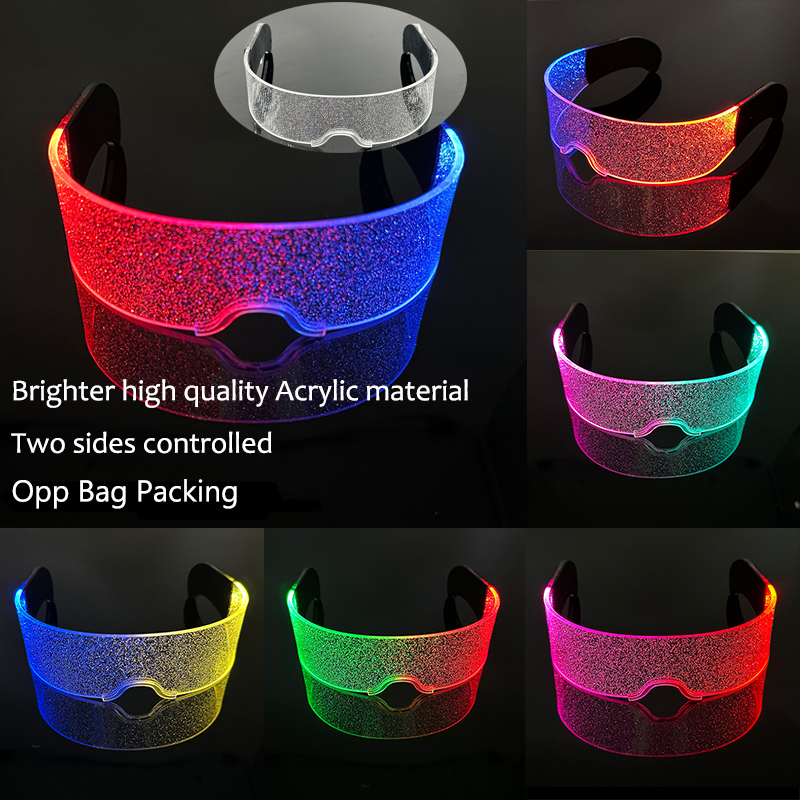 Gafas luminosas LED para de cumpleaños, lentes de neón con luz brillante de colores, accesorios intermitentes para Mascarada y concierto, Rave: Color zafiro profundo