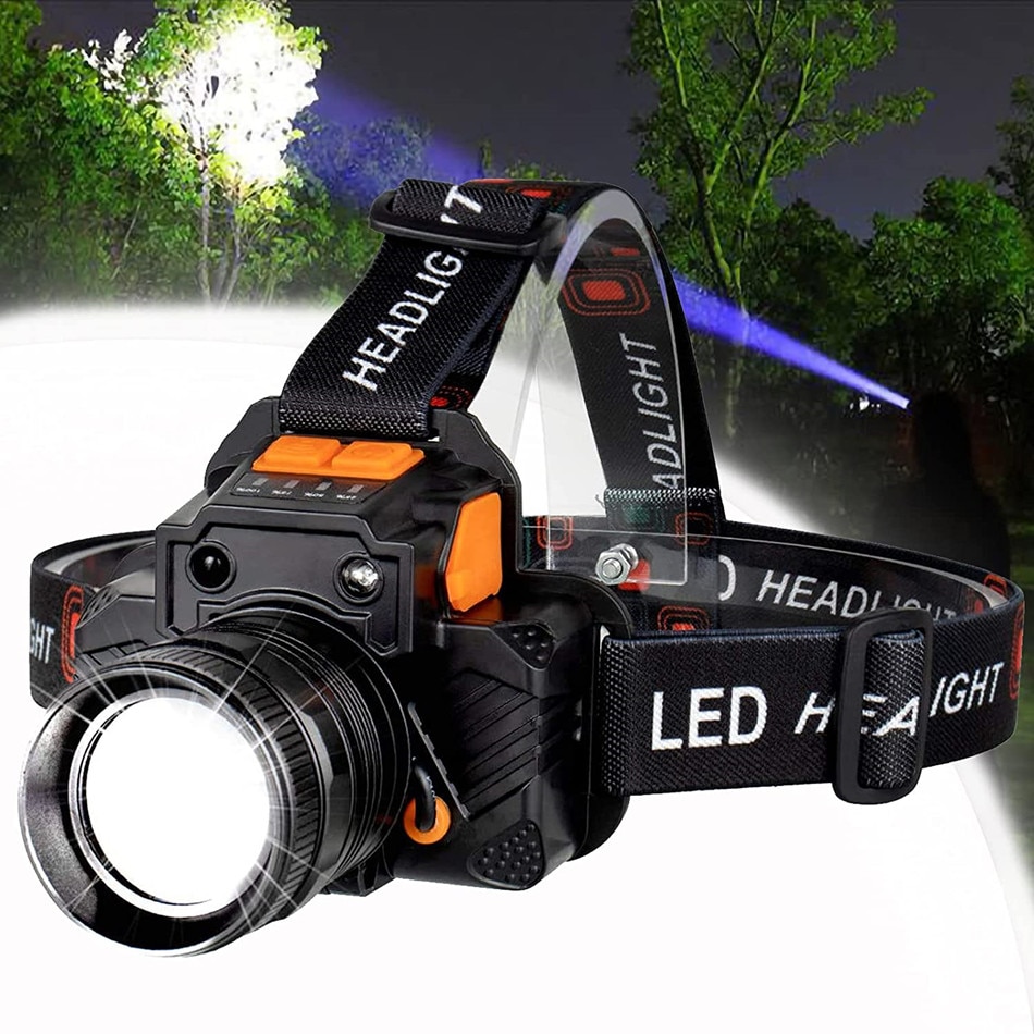 LED Headlamp Rechargeable Headlight 800 Lumen Sensor Waterproof Head Lamp 3 Modes Adjustable Headband Flashlight