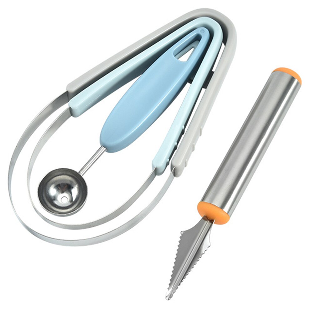 Newly 4pcs/set Multifunction Stainless Steel Fruit Ball Digger Fruits Carving Cutter Set for Watermelon Fruit TE889: Default Title