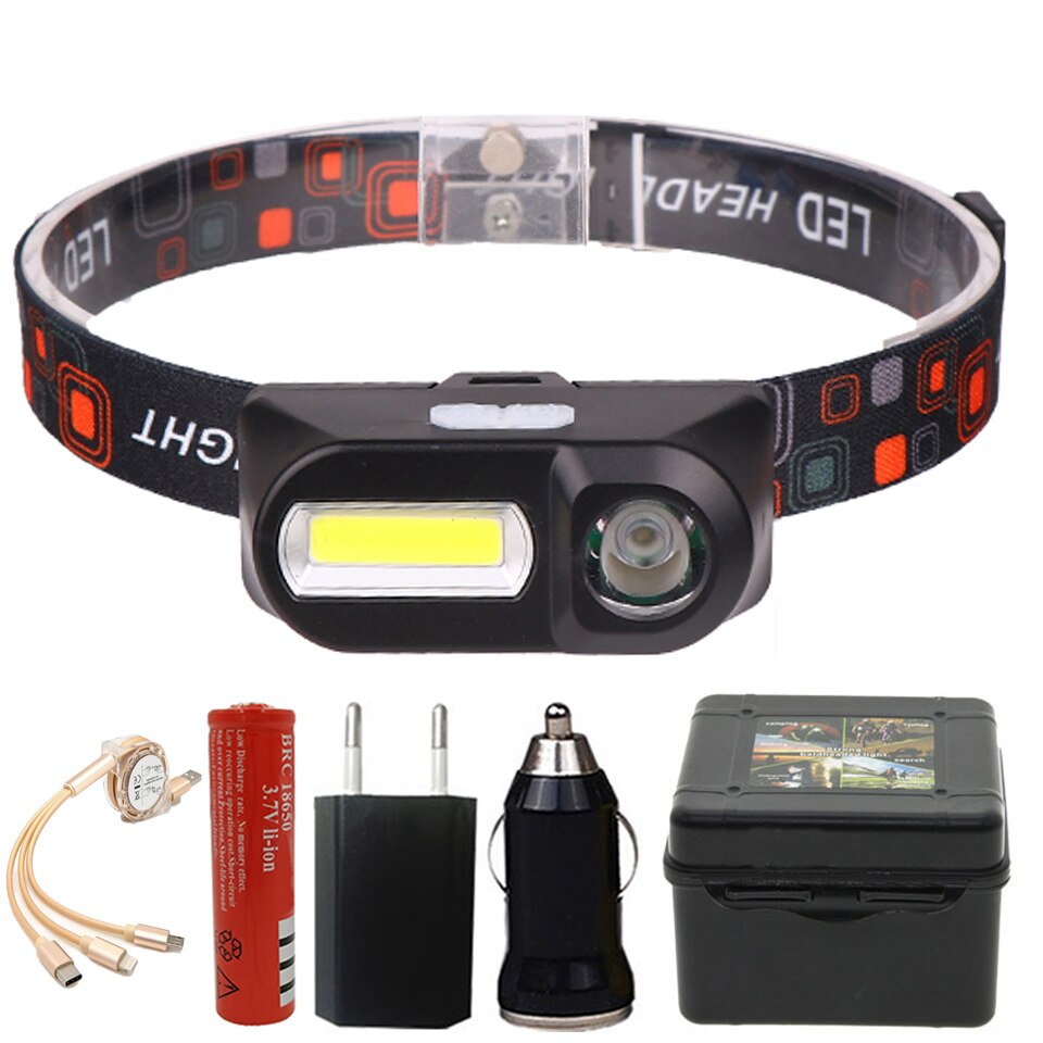 2 ledet kolbe hodelykt bil inspeksjonslys ledet hodelykt hode lommelykt usb oppladbar hodelykt usb magnet arbeidslys hodelykt: 1804 pakke d / Sensorfunksjon