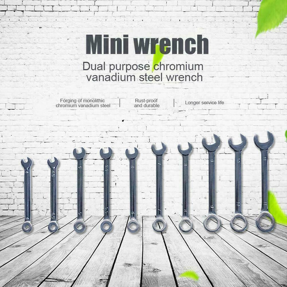 10pcs/set Mini Spanner Wrenches Set Key Ring Spanner Explosion-proof British/Metric Type Wrenches Pocket M0Q6