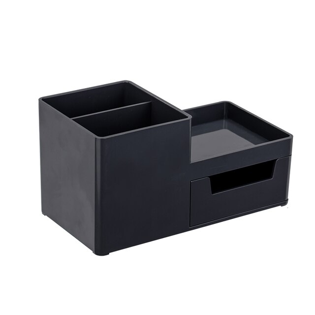 Bureau Briefpapier Houders Met Lade Organizer Office School Penhouder Briefpapier Organisator Multifunctionele Plastic Opbergdoos: Black