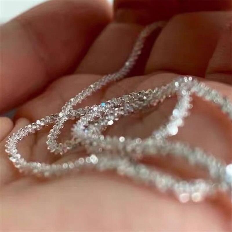 2022 Populaire Zilveren Kleur Fonkelende Sleutelbeen Keten Ketting Voor Vrouwen Wedding Party Verjaardag Kraag Sieraden