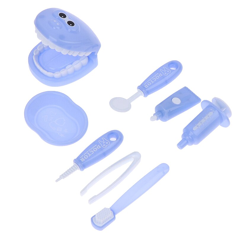 9Pcs Kids Kinderen Pretend Play Speelgoed Tandarts Controleren Tanden Model Set Rollenspel Learing Speelgoed: BL
