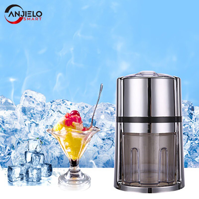 Anjielosmart Portable Ice Crusher Household Hand Shaved Ice Machine Shredding Maker Machine with Stainless Steel Blade
