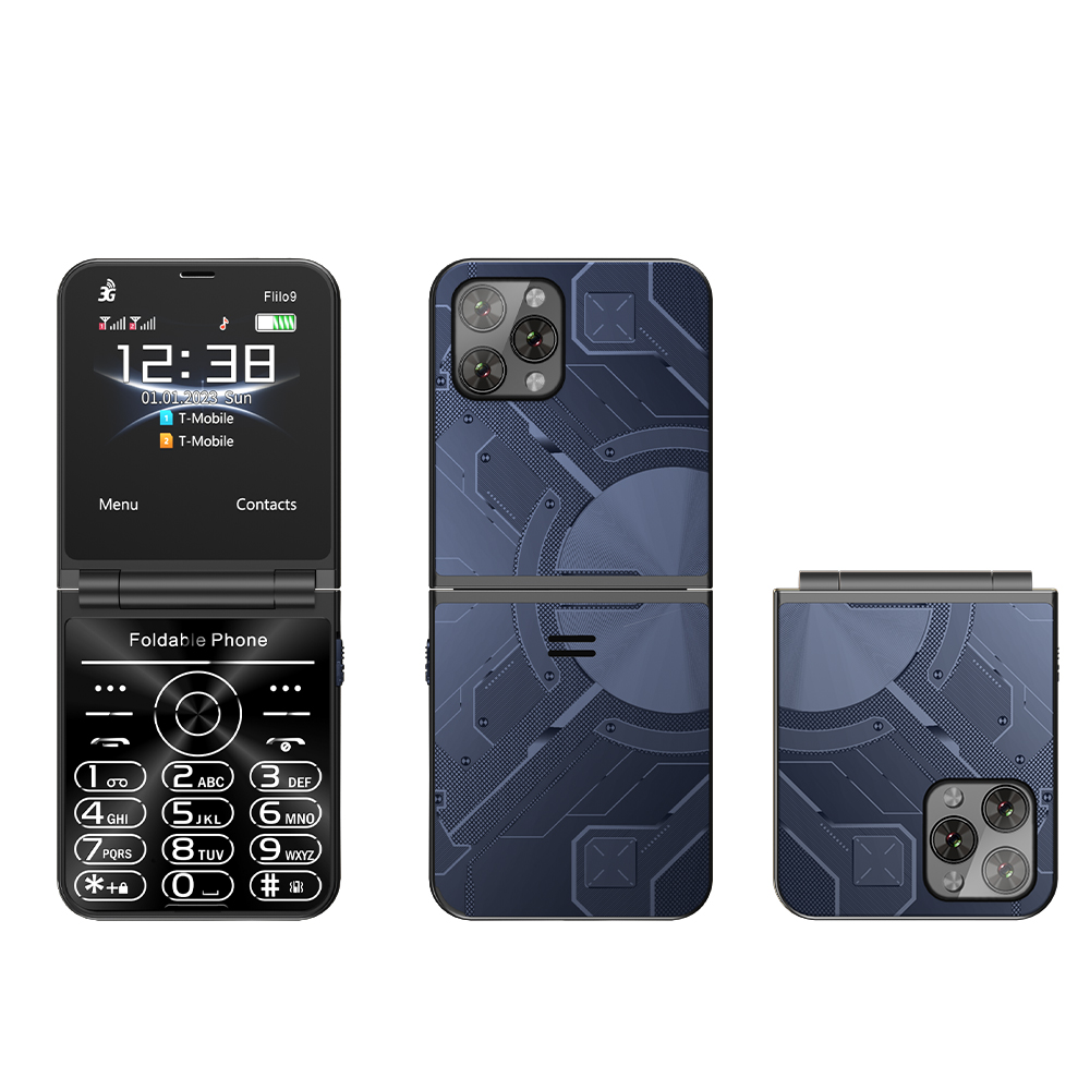SERVO Flilo9 teléfono móvil plegable Dual SIM llamada en espera grabación velocidad Dial Radio FM antorcha 3G WCDMA botón plegable teléfonos móviles: BLANCO