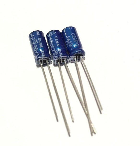 50x ELNA RE3 Electrolytic Capacitor - 4.7uF 50V - 5x11mm - Blue Robe - for Amplifiers