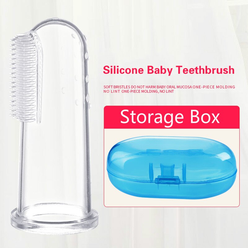 Del silicone Spazzolino Da Denti + scatola Del bambino Dito Spazzolino Da Denti per Bambini Denti Pulire Molle Del silicone bambino Spazzolino Da Denti di Pulizia di Gomma Del bambino Pennello