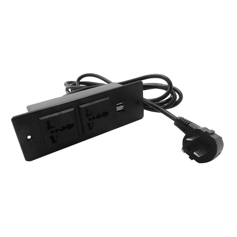 Extension Socket Dual USB 5V 2.1A 2AC Universal Socket Embedded Cabinet Furniture Desktop Wall Power Distributor Socket