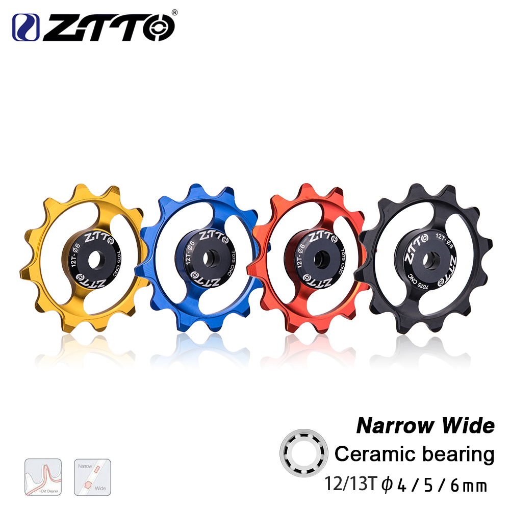 Ztto 12t 13t mtb sykkel bakgirer smal bred jockey hjul rulle keramisk trinse cnc landeveissykkel guide 4mm 5mm 6mm