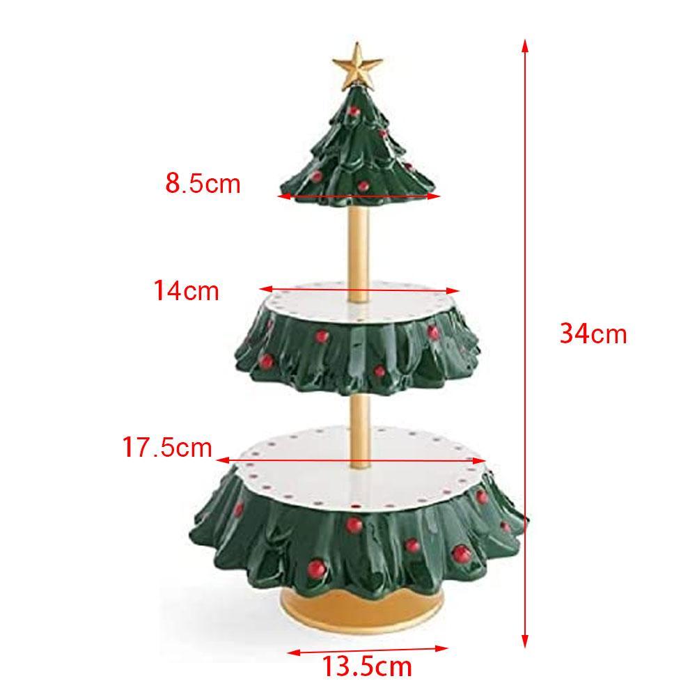 Soporte de árbol de Navidad para aperitivos, mesa de postre, plato de fruta, soporte de pastel de doble capa, plato de dulces para en casa, bandeja de aperitivos, decoración de Navidad
