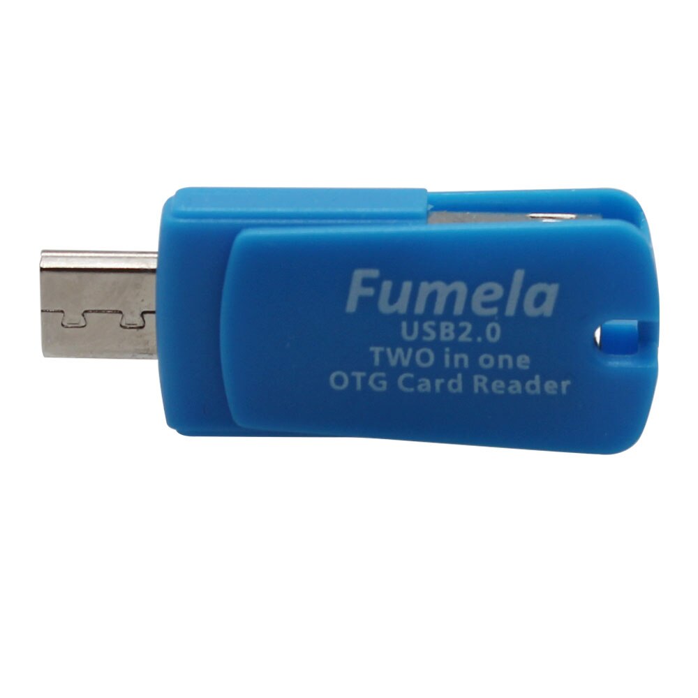 2 in 1 USB 2.0 en TF/Micro Female naar Micro USB Male OTG Kaartlezer Adapter Blauw