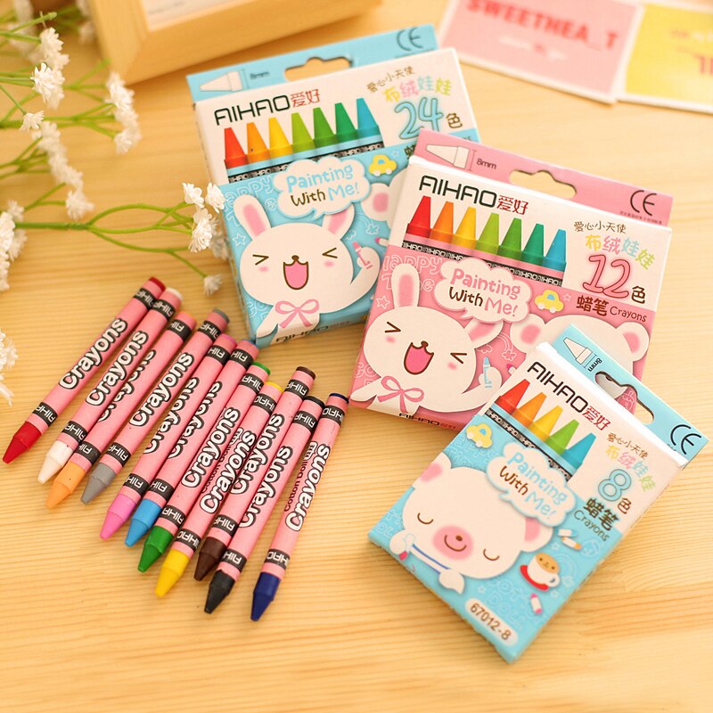 8 12 24 Colors Cute Crayons Drawing Pastel Pack Colorful Stationery Kids School Students Supplies Material H6890