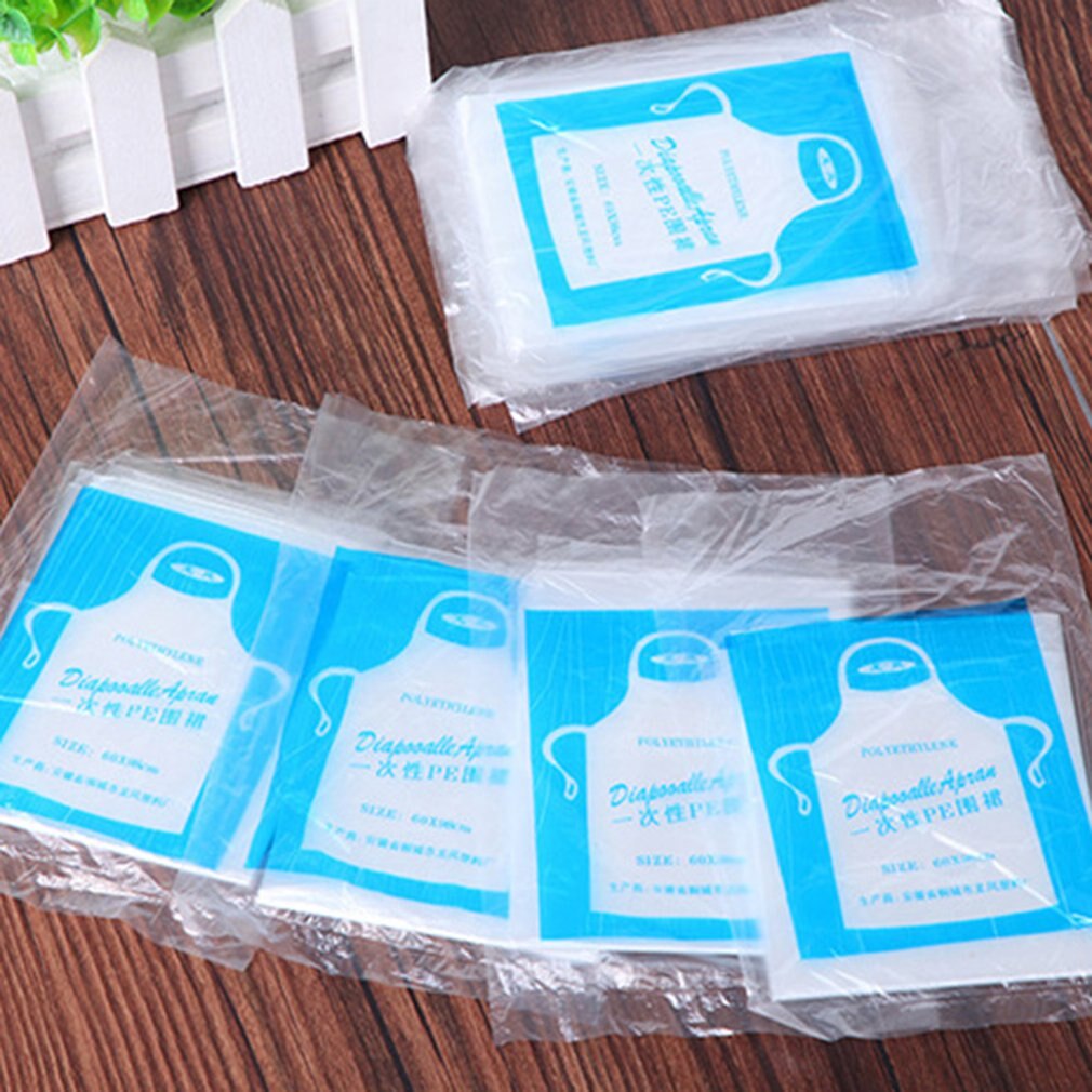 1 set wegwerp plastic schorten waterdicht en oliebestendig schort fondue kreeft diner maaltijd schilderen schort